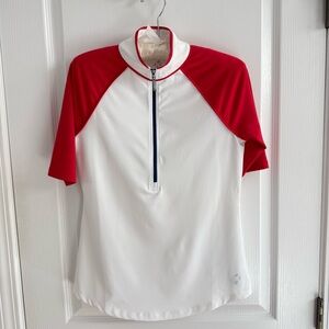 JoFit mock polo shirt top half sleeve sherbet & white golf tennis pickleball S